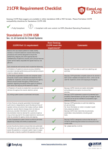EasyLog 21CFR software requirement checklist (USB)